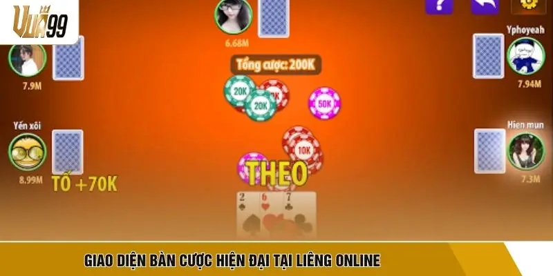 Giao diện bàn cược hiện đại tại Liêng Online